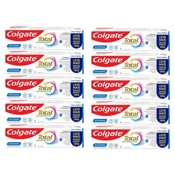 Kit 10 Creme Dental Colgate Total 12 Whitening 180g