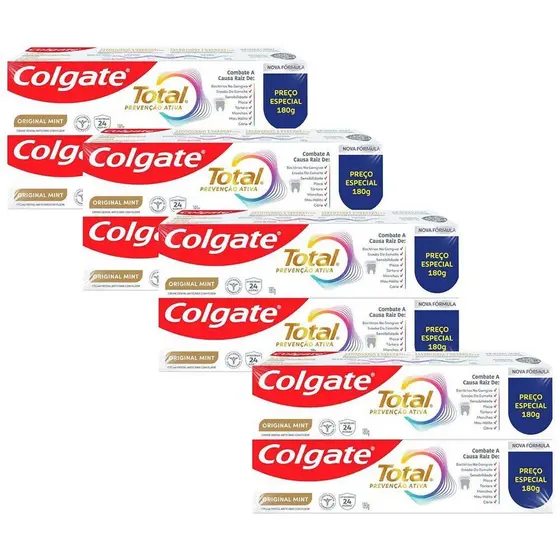 Kit 4 Cremes Dentais Colgate Total Original Mint Prevenção Ativa 180g 2un Cada