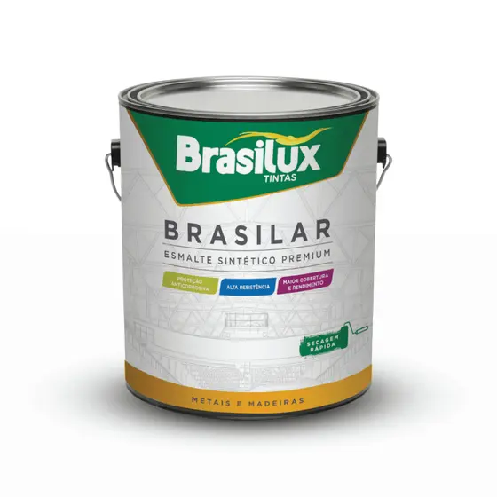 Tinta Esmalte Sintético Premium 3,6L Brasilux Secagem Rápida Para Madeira e Metal