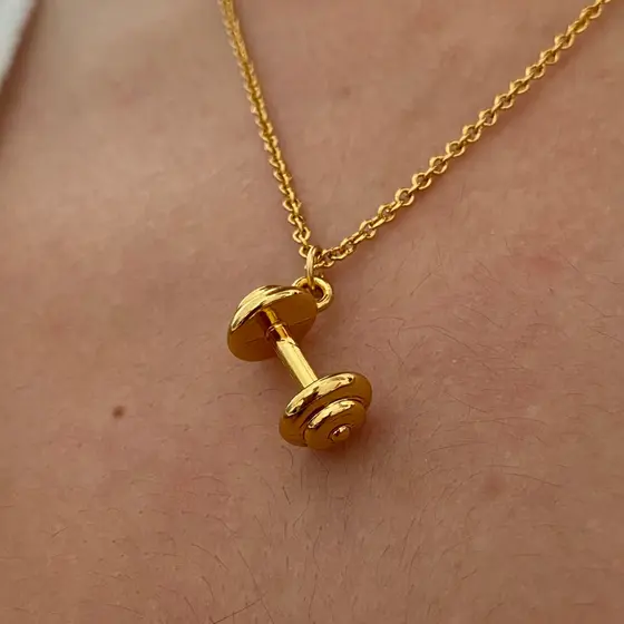 Colar Halter Musculação Folheado a Ouro 18K Pingente Profissão com banho de verniz italiano