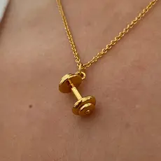 Colar Halter Musculação Folheado a Ouro 18K Pingente Profissão com banho de verniz italiano