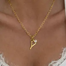 Colar Inicial Personalizado Feminino em Verniz Italiano com Ponto de Luz