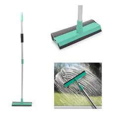 MOP Rodo Esponja 2 em 1 para Vidros Carro Casa Cabo Extensível Cor Cinza Azulejos Pisos Janelas
