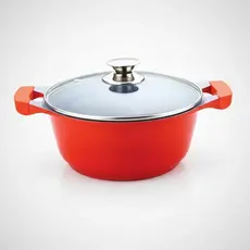 Panela Caçarola Cerâmica 20cm Antiaderente Tampa De Vidro Cabo Anti-temperatura Laranja Linda Grande