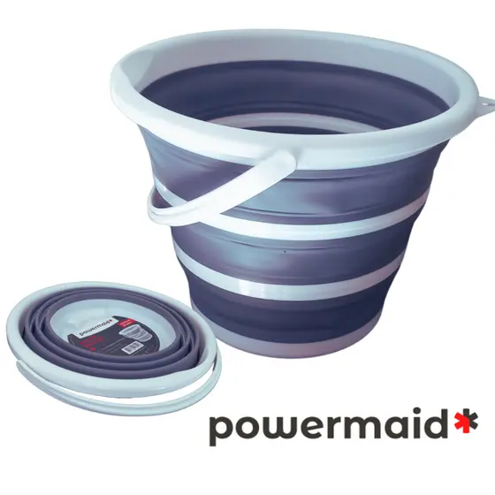 Balde Retrátil 10 Litros Powermaid Dobrável Reforçado Prático e Fácil de Guardar