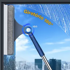 MOP Rodo Limpa Vidros Chão 2 em 1 Articulado 1,30m Microfibra Azulejo Janela