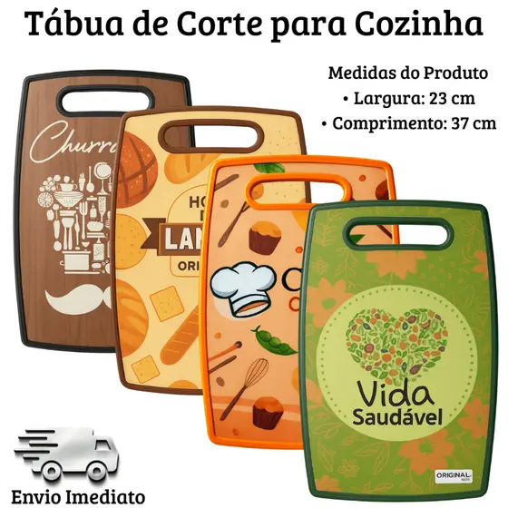 Tábua de Corte Cozinha Churrasco Legumes Plástico Resistente Higiênica 23x37 Leve