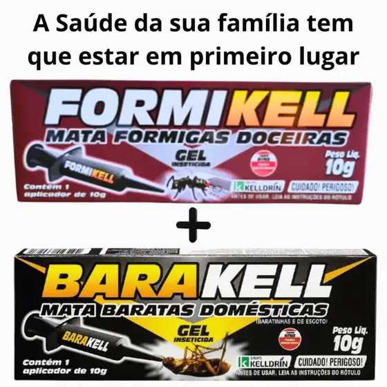 Formikell e Barakell Mata Formigas e Mata Baratas Inseticida Seringa