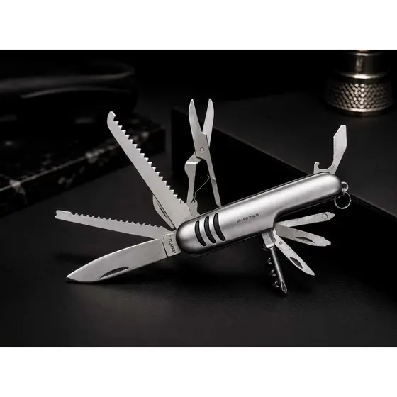 Canivete Suíço Premium Multifunção 15 Funções Luxoso Aço Inox Camping Pesca Sobrevivência Portátil