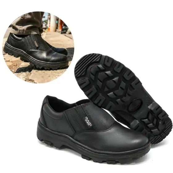 Bota Botina De Segurança Masculina Para Trabalho EPI Couro Com Bico PVC Resistente