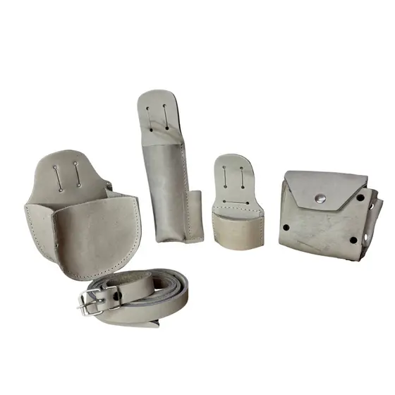 Cinto em couro legitimo para Carpinteiro com porta trena ribitado