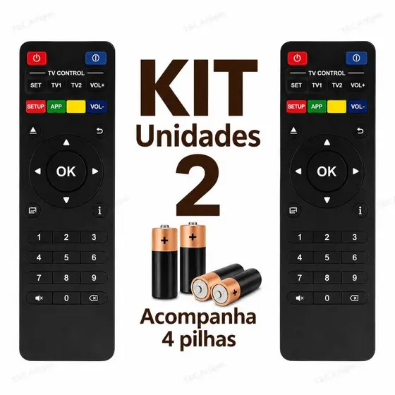 Controles Remotos Para TV Box Inteligente Completo com Pilhas