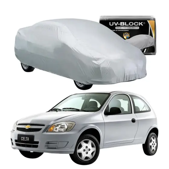 Capa Cobrir Carro Chevrolet Celta 2 Portas - Lona Impermeável ANTI-UV Bloqueia Sol e Chuva