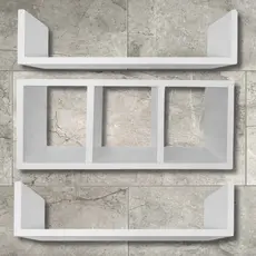 Nichos De Banheiro 3 Unidades Nicho Com Divisória + 2 Prateleiras 100% Mdf Branco fosco txp\Banheiro