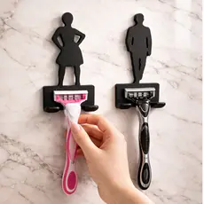 Suporte de Parede para lamina Barbeador / depilador Masculino e Feminino - Ele / Ela  | Organizador Banheiro Luxo