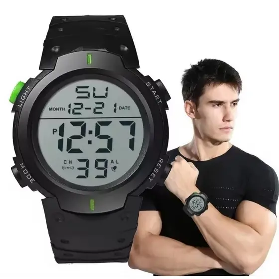 Relógio Digital Esportivo Masculino LED Cronômetro  Alarme