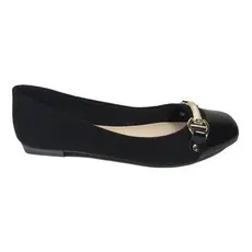 Sapatilha Feminina Preta Bico Quadrado Moleca Conforto Pro..