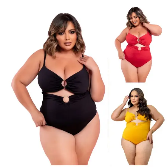 Body Plus Size da Moda Super Lindo com Duas Argolas na Frente Veste 44 ao 50