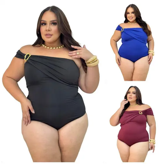 Body Maiô Tomara que Caia Plus Size com Fivela e Tira Lateral Look Estiloso Tamanho 44 ao 50