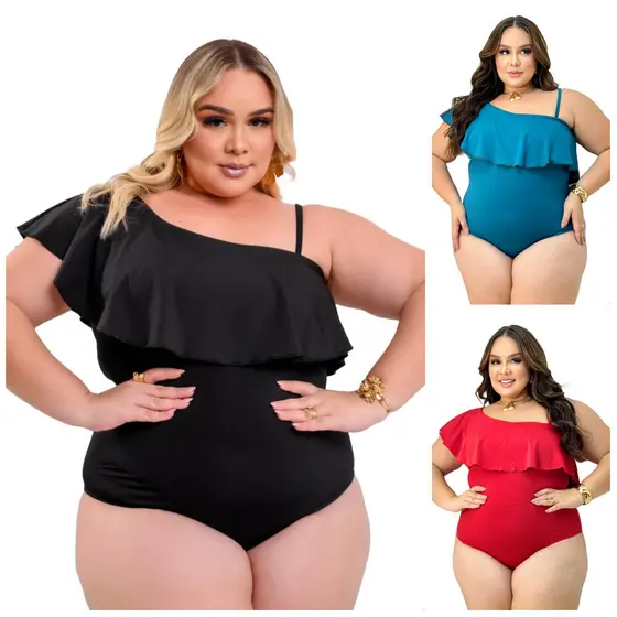 Body Plus Size Babado com Alça