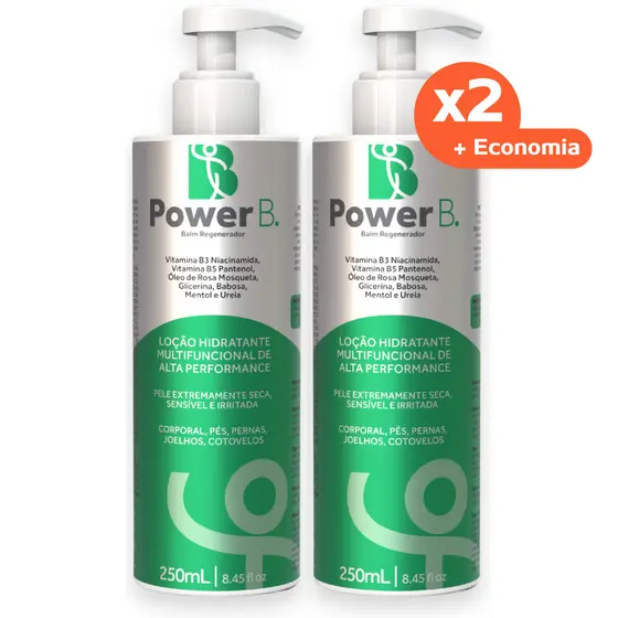 Kit 2 Loção super Hidratante Pele Seca e Extra Seca com Ureia 3% Glicerina Rosa Mosqueta Power Balm 250ml