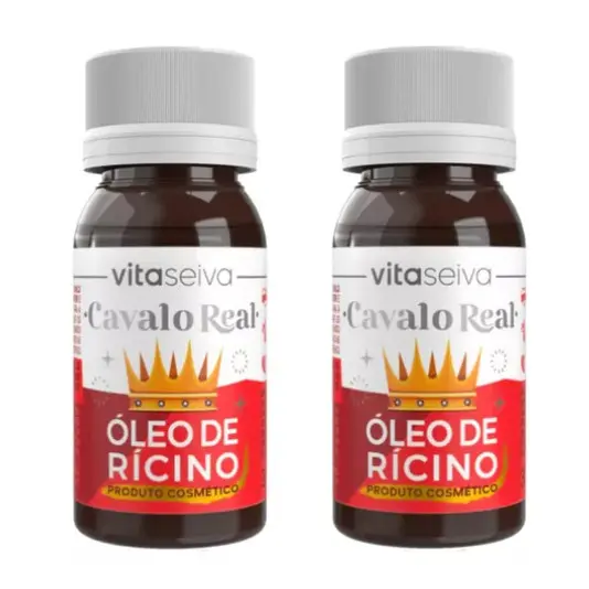 KIT 2 OLEO DE RICINO CRESCE CABELO FORTE CAVALO REAL PURO