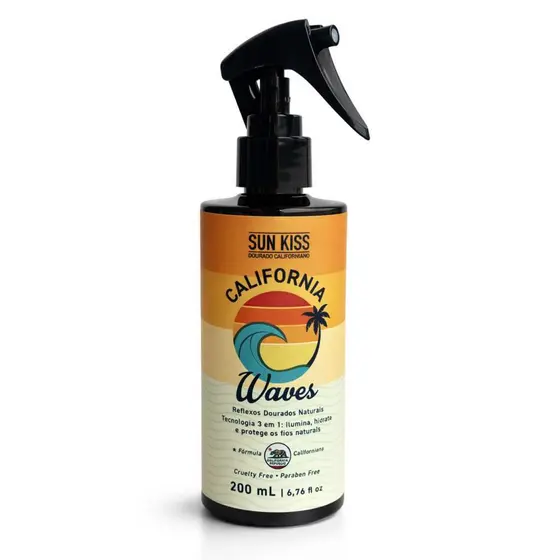 Clareador Capilar California Waves SUN KISS Spray Mecha Californiana Cabelo Loiro e Castanho Clareia hidrata 200ml