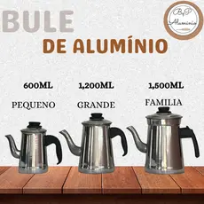 Bule Alumínio Reforçado Café Chá Cabo Baquelite Anti Térmico Pequeno Grande Família