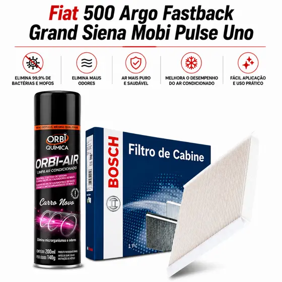 Filtro Ar Condicionado Argo Cronos Mobi Pulse Uno Way Grand Siena  + Higienizador