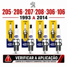 Jogo Vela Ignição Peugeot 205 206 207 208 306 106 Passion Sw Hoggar 1.4 1.6 8v 16v
