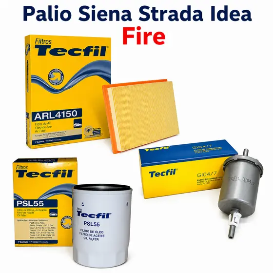 Kit Filtros Palio Siena Strada Idea Fire Ar Oleo Combustivel