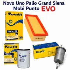 Kit Filtros Novo Uno Palio Grand Siena Mobi Punto Tecfil motor EVO  Ar Oleo Combustivel