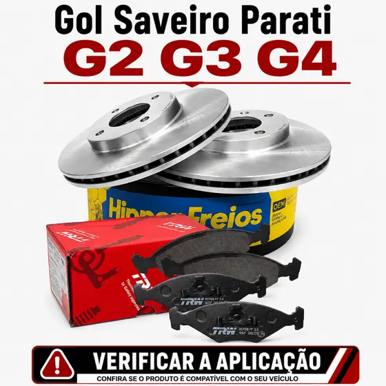Disco Freio Ventilado + Pastilhas Gol Saveiro Parati  G2 G3 G4