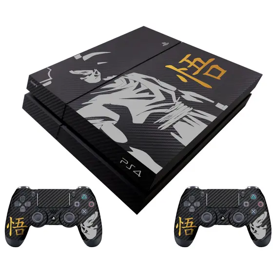 Kit Skin - Adesivo Carbono Compatível PS4 Fat Dragon Ball + 2 Skins Compativel Controle PS4