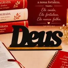 Palavras de Mesa Deus com base em MDF Preto
