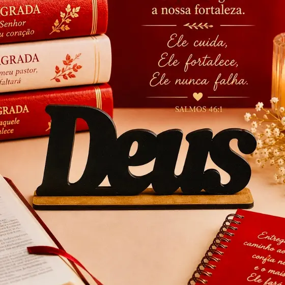 Palavra de Mesa Deus com base em MDF