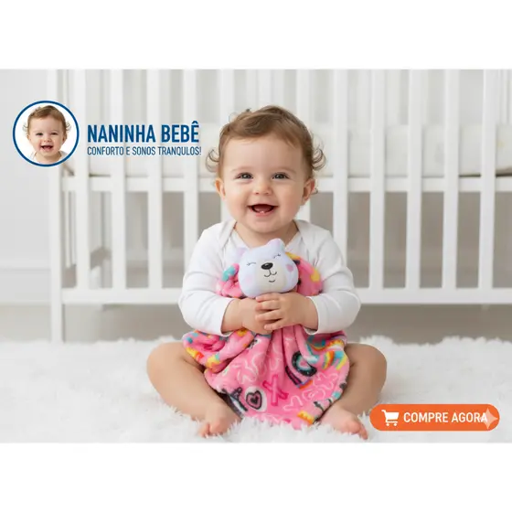 Naninha Soft Bebê  | Bichinho de Apego Macio Antialérgico | Cobertor Conforto Recém Nascido
