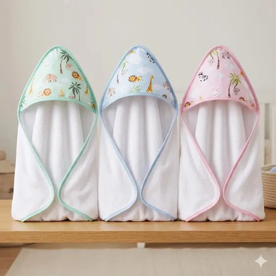 Toalha de Banho Felpuda para Bebê com Capuz
