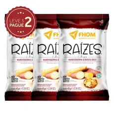 Raízes Chips de Mandioquinha & Batata Doce 45g Leve 3 Pague 2 KIT PRONTO