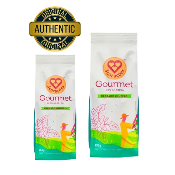Café 3 corações gourmet cerrado mineiro 2 Pacotes kit 250g 100% arábica torrado moído café da manhã