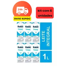 Kit caixa de leite 6 un de 1l Leite Longa Vida Integral Italac 1 Litro para aquele café com leite