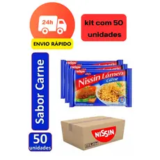 kit caixa Nissin Lamen Miojo carne 50 Unidades macarrao instantaneo caixa fechada