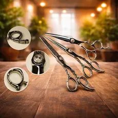 Tesoura Profissional Umi Aço 440 6" - Fio Laser, Navalha e Desfiadeira - Corte Preciso