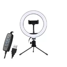 Iluminador De Led Ring Light De Mesa Tripé 8'' Polegadas
