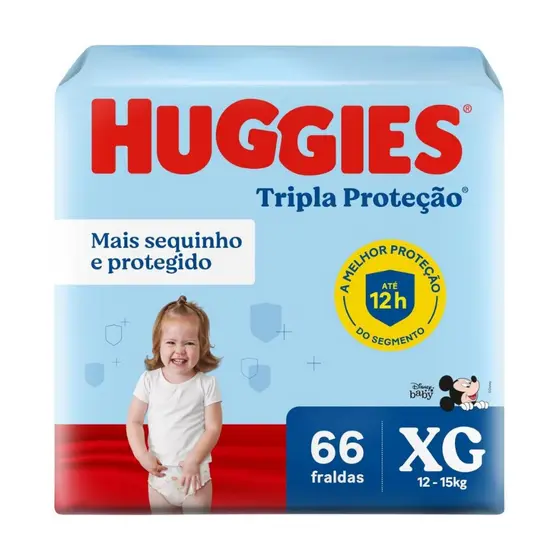 Fralda Infantil Huggies Tripla Proteção XG Com 66 Unidades