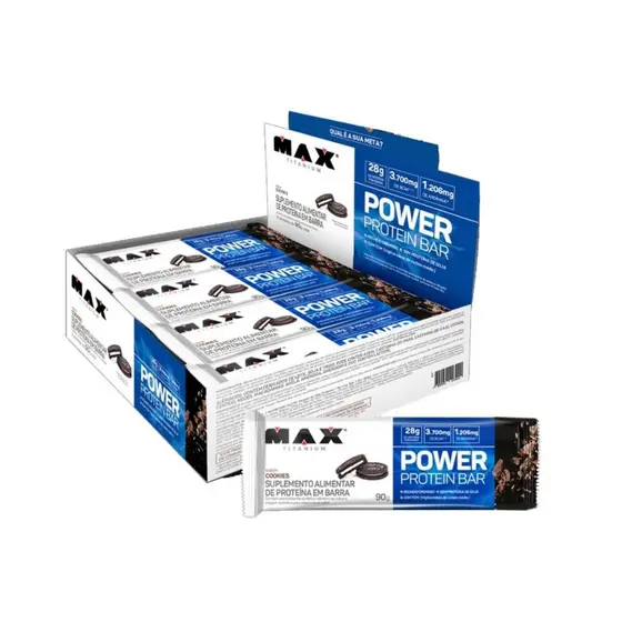 Power Protein Bar Max Titanium Cookies com 8 Unidades de 90g