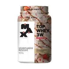 Top Whey Max Titanium 3W Mais Sabor Choco Branco Com Morango Pote 900g