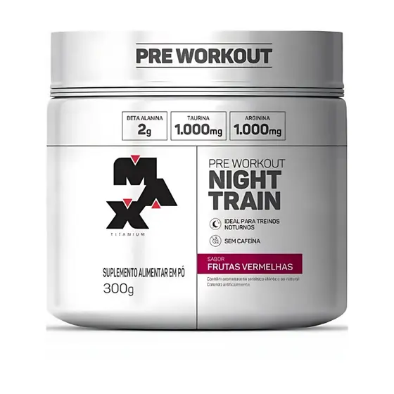 Pré-Treino Max Titanium Night Train Sabor Frutas Vermelhas 300g