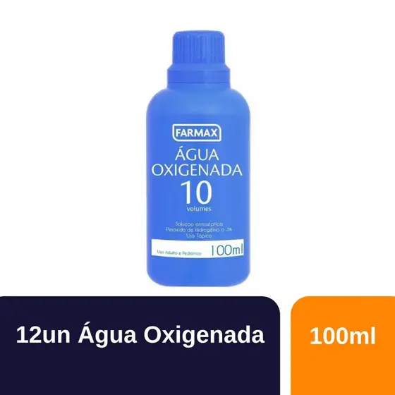 Kit 12un Água Oxigenada Antisséptico 10V Farmax 100ml