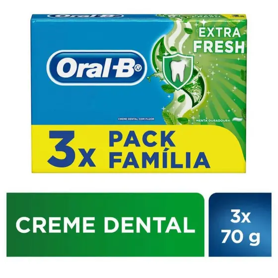 Creme Dental Oral B Extra Fresh 70g Pack Família 3 Com Undades